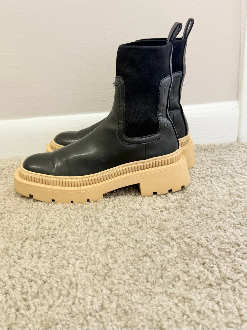 Mango Black Chelsea Platform Ankle Boots